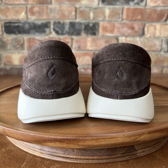 OluKai Ka\'a Loafer Slip On Arch Support Suede Dark Wood Brown Moc Men\'s 9 Shoes main image 5